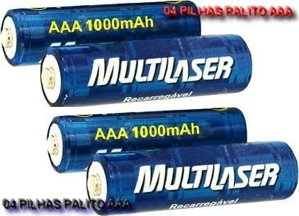 04 Pilhas Aaa Recarregável 1000 Mah Multilaser- Original