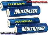 04 Pilhas Aaa Recarregável 1000 Mah Multilaser- Original